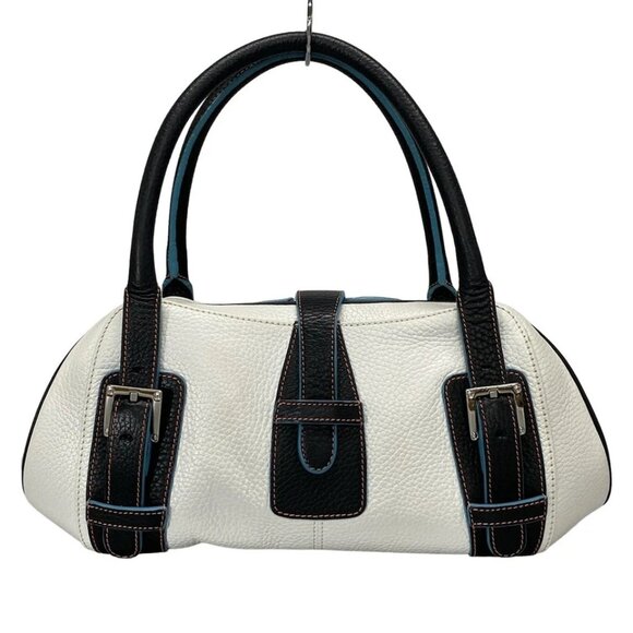 LOEWE Senda - White Black Light Blue Leather Handbag 416-080525 - Picture 2 of 14